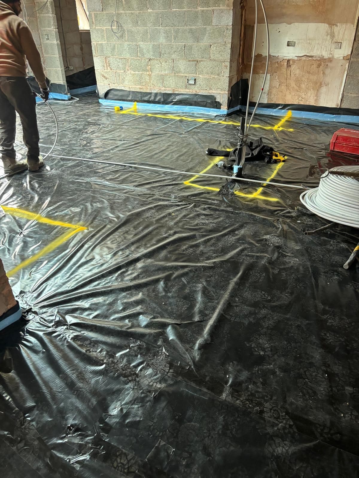 Floor membrane laid